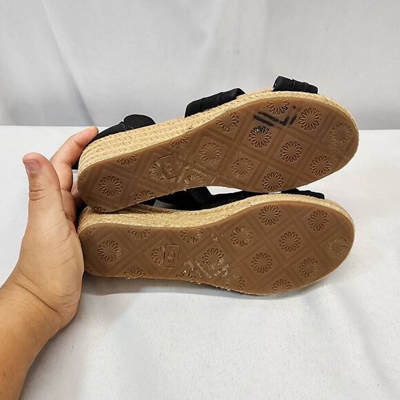 UGG® Women's 6.5 Black Traci Espadrille Wedge Sandals Heels - Picture 7 of 10